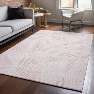 Piper Looms Mayfield Geometric AMF618 Blush Machine Washable Area Rug Lifestyle Image Feature