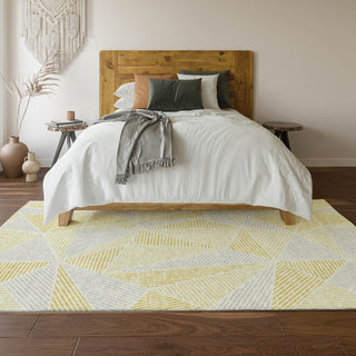 Piper Looms Mayfield Geometric AMF618 Gold Machine Washable Area Rug Lifestyle Image Feature