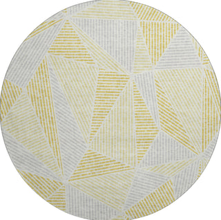 Piper Looms Mayfield Geometric AMF618 Gold Machine Washable Area Rug Round Main Image