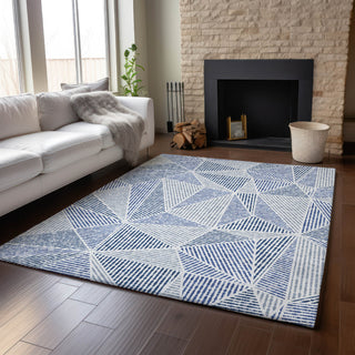 Piper Looms Mayfield Geometric AMF618 Navy Machine Washable Area Rug Lifestyle Image Feature