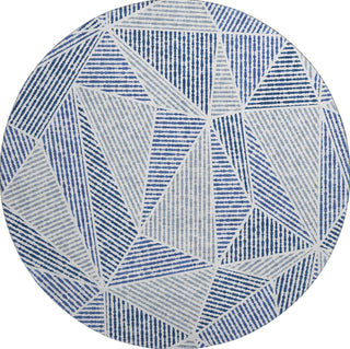 Piper Looms Mayfield Geometric AMF618 Navy Machine Washable Area Rug Round Main Image