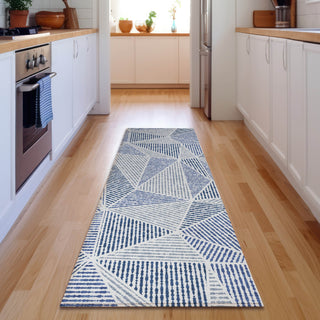 Piper Looms Mayfield Geometric AMF618 Navy Machine Washable Area Rug Runner Lifestyle Image Feature