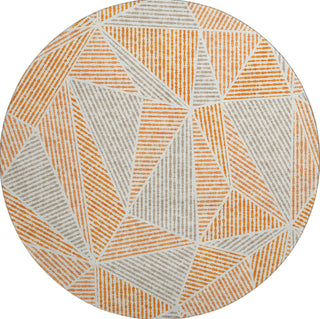 Piper Looms Mayfield Geometric AMF618 Orange Machine Washable Area Rug Round Main Image