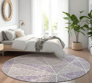 Piper Looms Mayfield Geometric AMF618 Purple Machine Washable Area Rug Round Lifestyle Image Feature