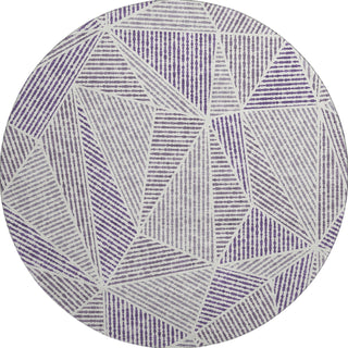 Piper Looms Mayfield Geometric AMF618 Purple Machine Washable Area Rug Round Main Image