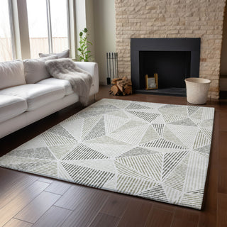Piper Looms Mayfield Geometric AMF618 Taupe Machine Washable Area Rug Lifestyle Image Feature