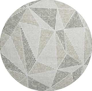 Piper Looms Mayfield Geometric AMF618 Taupe Machine Washable Area Rug Round Main Image