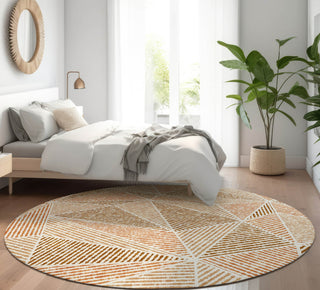 Piper Looms Mayfield Geometric AMF618 Terracotta Machine Washable Area Rug Round Lifestyle Image Feature