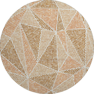 Piper Looms Mayfield Geometric AMF618 Terracotta Machine Washable Area Rug Round Main Image