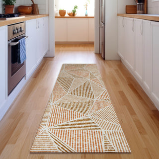 Piper Looms Mayfield Geometric AMF618 Terracotta Machine Washable Area Rug Runner Lifestyle Image Feature