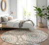 Piper Looms Mayfield Circles AMF619 Beige Machine Washable Area Rug Round Lifestyle Image Feature