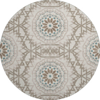 Piper Looms Mayfield Circles AMF619 Beige Machine Washable Area Rug Round Main Image