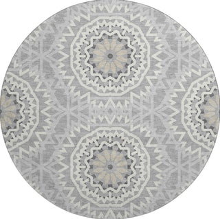 Piper Looms Mayfield Circles AMF619 Gray Machine Washable Area Rug Round Main Image