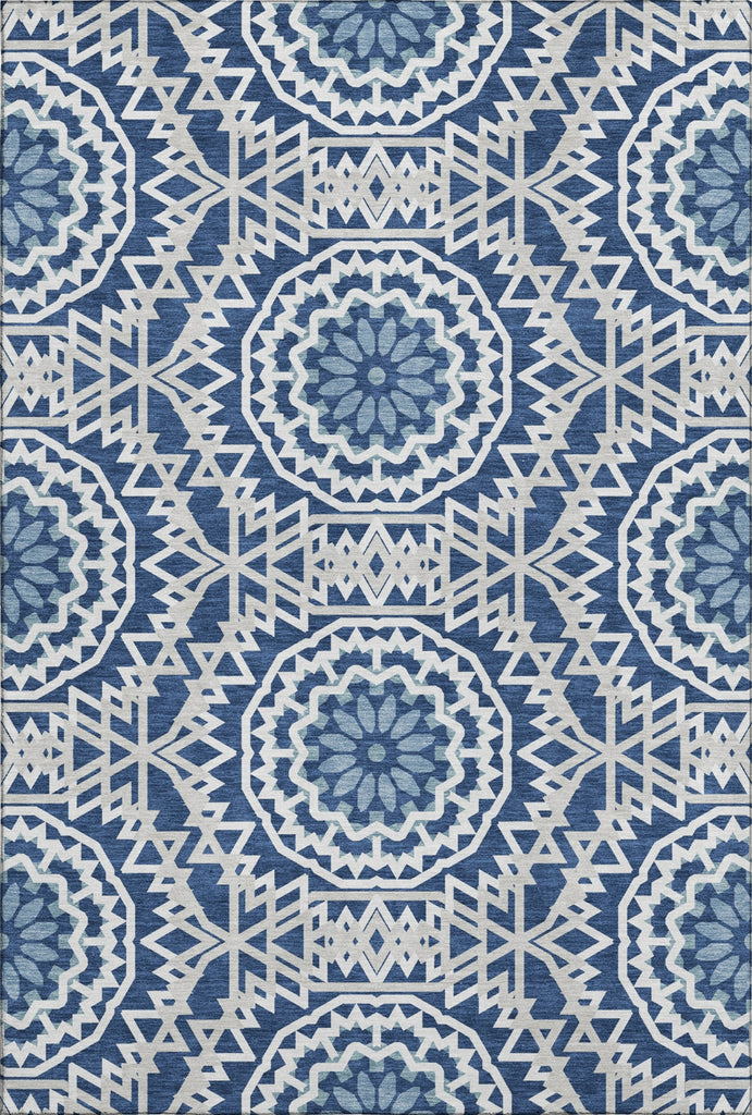 Piper Looms Mayfield Circles AMF619 Navy Machine Washable Area Rug main image
