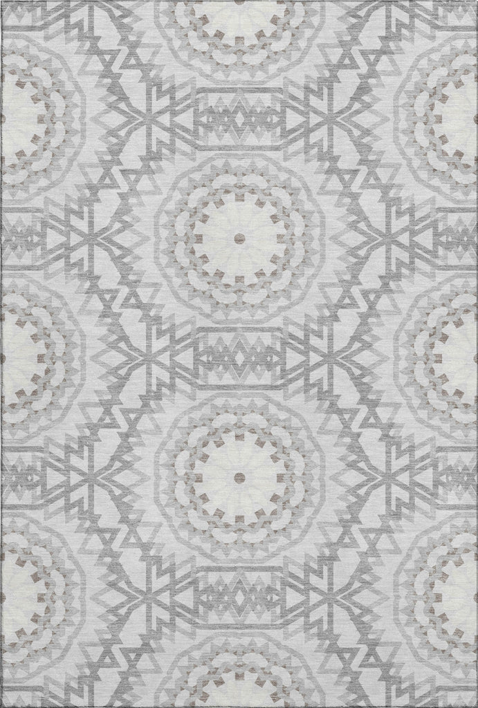 Piper Looms Mayfield Circles AMF619 Silver Machine Washable Area Rug main image