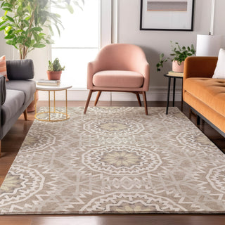 Piper Looms Mayfield Circles AMF619 Taupe Machine Washable Area Rug Lifestyle Image Feature