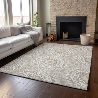Piper Looms Mayfield Circles AMF619 Taupe Machine Washable Area Rug Lifestyle Image Feature