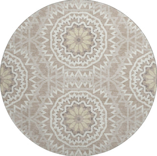 Piper Looms Mayfield Circles AMF619 Taupe Machine Washable Area Rug Round Main Image