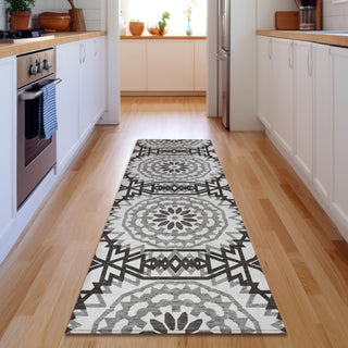 Piper Looms Mayfield Circles AMF619 White Machine Washable Area Rug Runner Lifestyle Image Feature