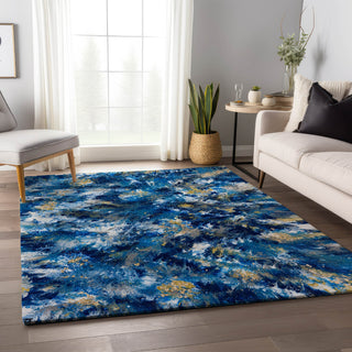 Piper Looms Mayfield Abstract AMF62 Blue Machine Washable Area Rug Lifestyle Image Feature