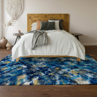 Piper Looms Mayfield Abstract AMF62 Blue Machine Washable Area Rug Lifestyle Image Feature