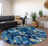 Piper Looms Mayfield Abstract AMF62 Blue Machine Washable Area Rug Round Lifestyle Image Feature