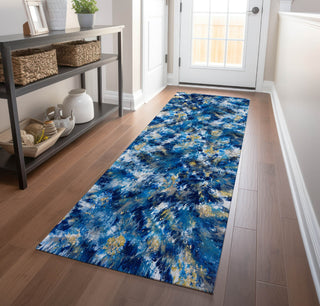 Piper Looms Mayfield Abstract AMF62 Blue Machine Washable Area Rug Runner Lifestyle Image Feature