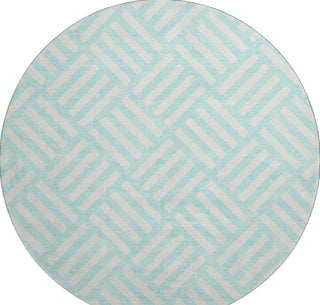 Piper Looms Mayfield Squares AMF620 Aqua Machine Washable Area Rug Round Main Image