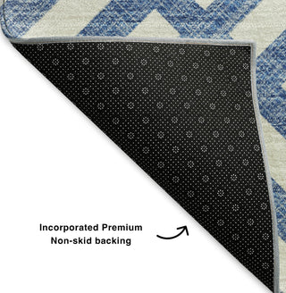 Piper Looms Mayfield Squares AMF620 Blue Machine Washable Area Rug Backing Image