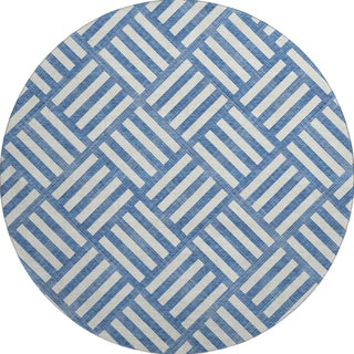 Piper Looms Mayfield Squares AMF620 Blue Machine Washable Area Rug Round Main Image