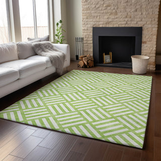 Piper Looms Mayfield Squares AMF620 Lime Machine Washable Area Rug Lifestyle Image Feature