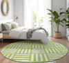 Piper Looms Mayfield Squares AMF620 Lime Machine Washable Area Rug Round Lifestyle Image Feature