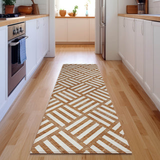 Piper Looms Mayfield Squares AMF620 Paprika Machine Washable Area Rug Runner Lifestyle Image Feature