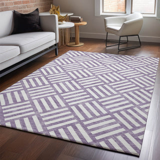 Piper Looms Mayfield Squares AMF620 Purple Machine Washable Area Rug Lifestyle Image Feature