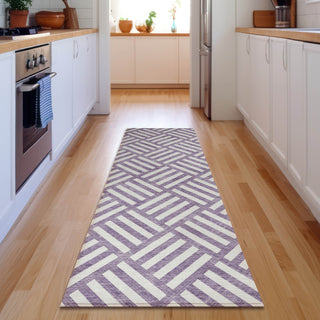 Piper Looms Mayfield Squares AMF620 Purple Machine Washable Area Rug Runner Lifestyle Image Feature