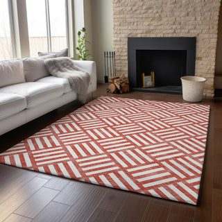 Piper Looms Mayfield Squares AMF620 Red Machine Washable Area Rug Lifestyle Image Feature