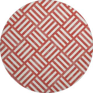 Piper Looms Mayfield Squares AMF620 Red Machine Washable Area Rug Round Main Image
