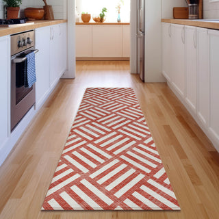 Piper Looms Mayfield Squares AMF620 Red Machine Washable Area Rug Runner Lifestyle Image Feature