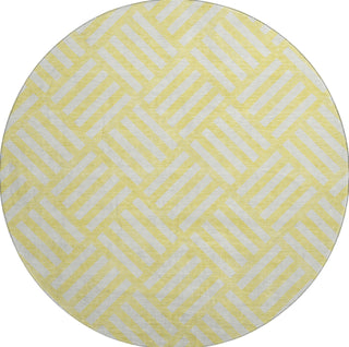 Piper Looms Mayfield Squares AMF620 Yellow Machine Washable Area Rug Round Main Image
