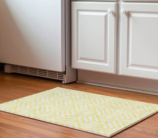 Piper Looms Mayfield Squares AMF620 Yellow Machine Washable Area Rug Scatter Lifestyle Image Feature