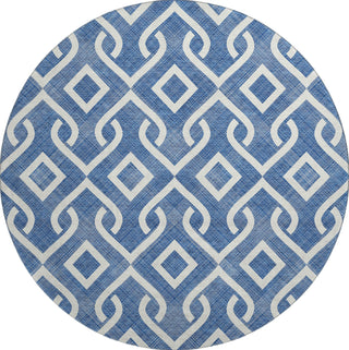 Piper Looms Mayfield Geometric AMF621 Blue Machine Washable Area Rug Round Main Image