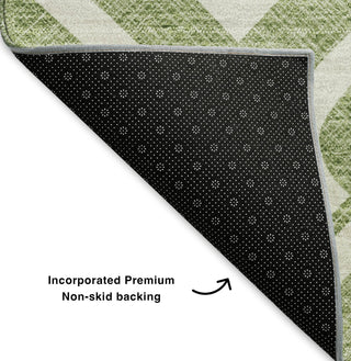 Piper Looms Mayfield Geometric AMF621 Green Machine Washable Area Rug Backing Image