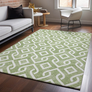 Piper Looms Mayfield Geometric AMF621 Green Machine Washable Area Rug Lifestyle Image Feature