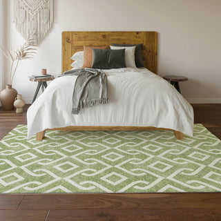 Piper Looms Mayfield Geometric AMF621 Green Machine Washable Area Rug Lifestyle Image Feature