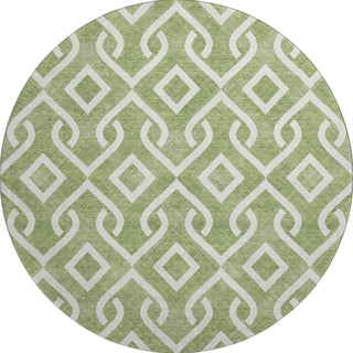 Piper Looms Mayfield Geometric AMF621 Green Machine Washable Area Rug Round Main Image