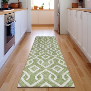 Piper Looms Mayfield Geometric AMF621 Green Machine Washable Area Rug Runner Lifestyle Image Feature