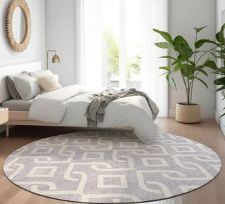 Piper Looms Mayfield Geometric AMF621 Lavender Machine Washable Area Rug Round Lifestyle Image Feature