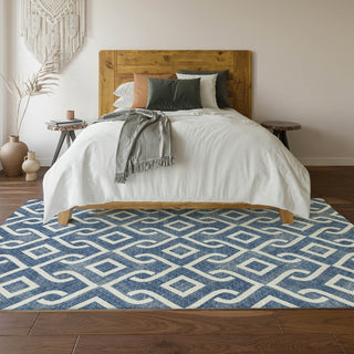 Piper Looms Mayfield Geometric AMF621 Navy Machine Washable Area Rug Lifestyle Image Feature