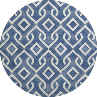 Piper Looms Mayfield Geometric AMF621 Navy Machine Washable Area Rug Round Main Image