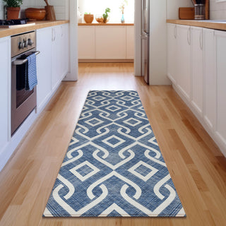 Piper Looms Mayfield Geometric AMF621 Navy Machine Washable Area Rug Runner Lifestyle Image Feature